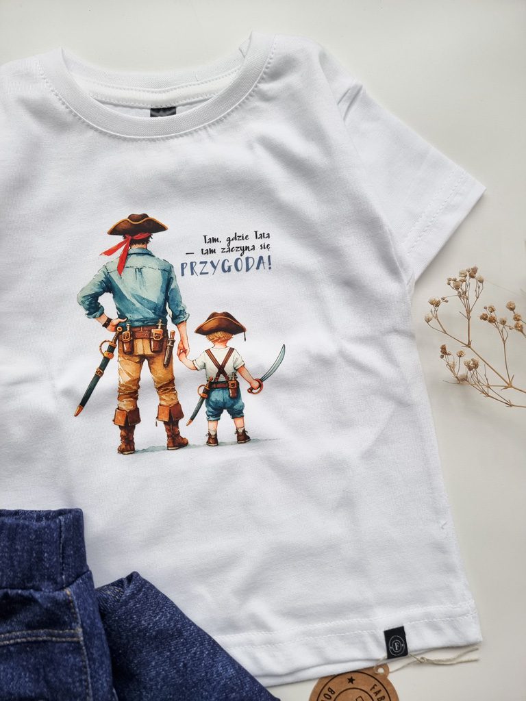 Koszulka dziecięca Tam, gdzie Tata - tam zaczyna się przygoda!