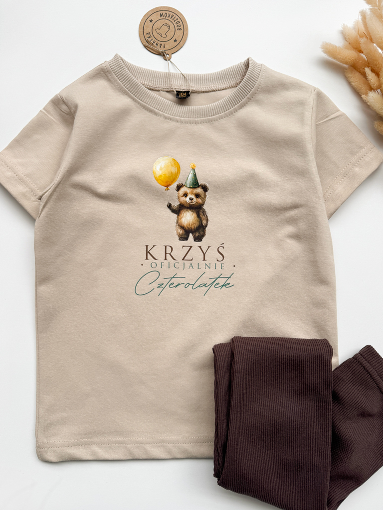 Koszulka dziecięca urodzinowy niedźwiadek