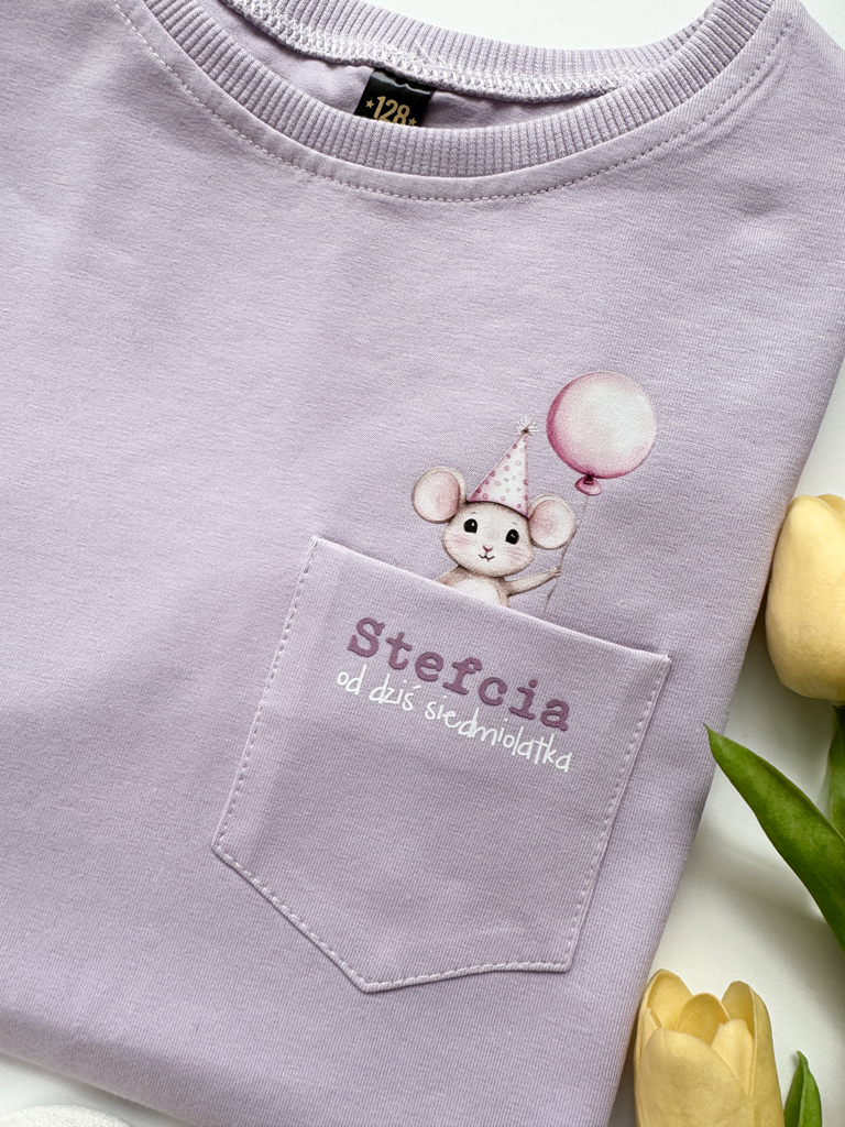 Koszulka dziecięca urodzinowa myszka w kieszonce