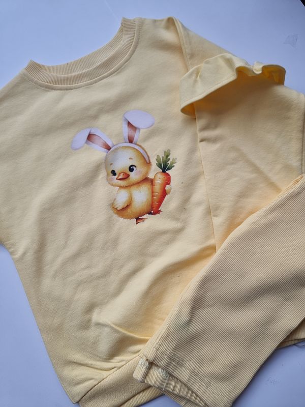 Komplet żółty bluza + getry prążek kurczaczek rozmiar 116