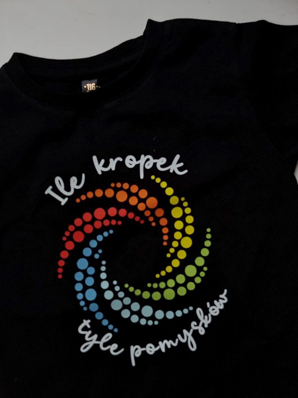 Koszulka czarna krótki rękaw ile kropek tyle pomysłów rozmiar 116