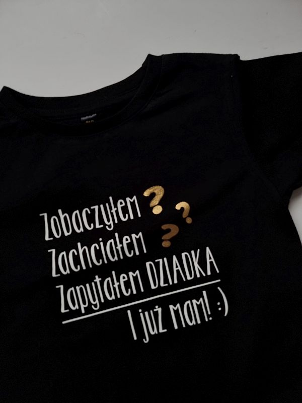 Koszulka czarna krótki rękaw zobaczyłem, zachciałem... rozmiar 116