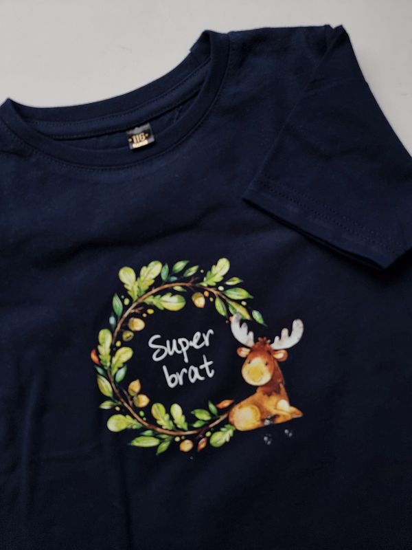 Koszulka granatowa krótki rękaw super brat rozmiar 116