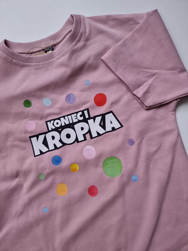 Koszulka brudny róż oversize  koniec i kropka  krótki rękaw rozmiar 116