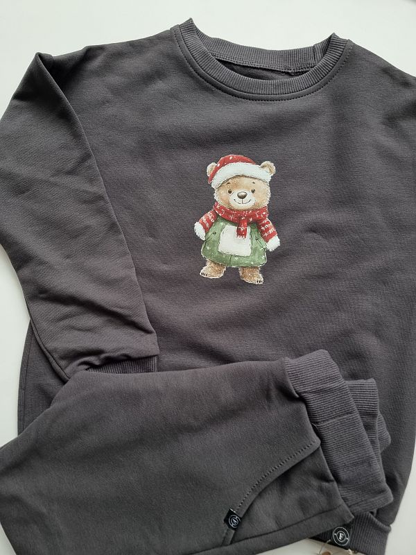 Komplet grafitowy bluza + spodnie dresowe misio rozmiar 122