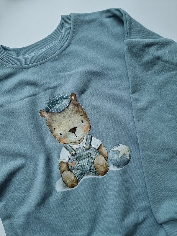 Bluza miętowa miś z pilką rozmiar 122