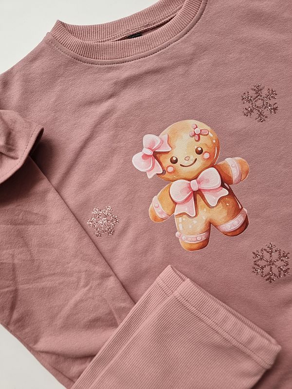 Komplet brudny róż bluza + getry prążek pani piernik rozmiar 128