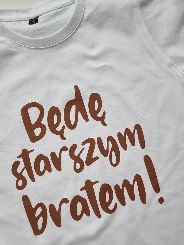 Koszulka biała krótki rękaw będę starszym bratem rozmiar 140