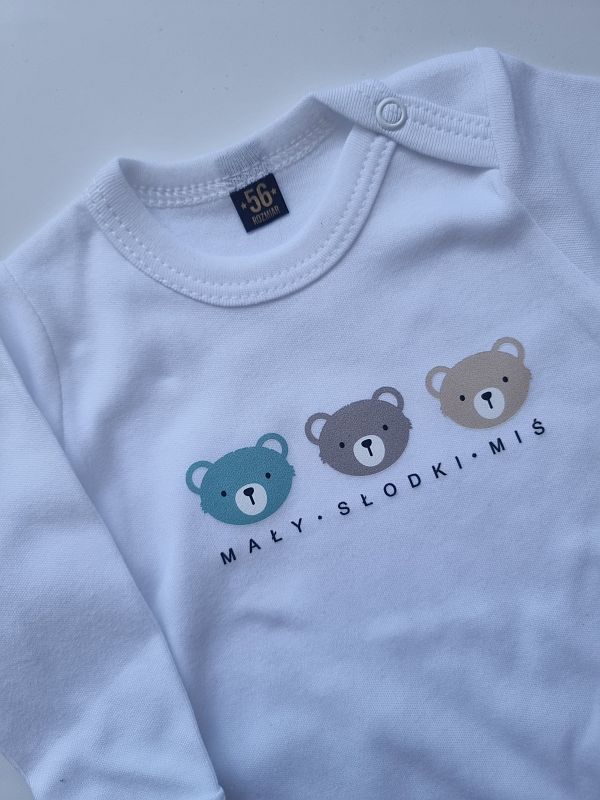 Body białe długi rękaw mały słodki miś rozmiar 56