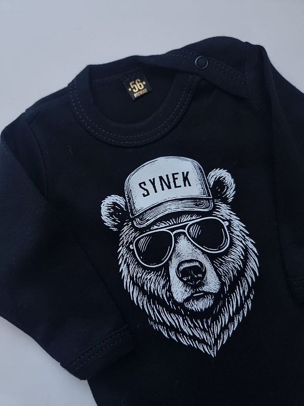 Body czarne długi rękaw synek miś rozmiar 56