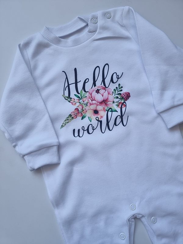 Pajac bez stópek biały hello world rozmiar 56