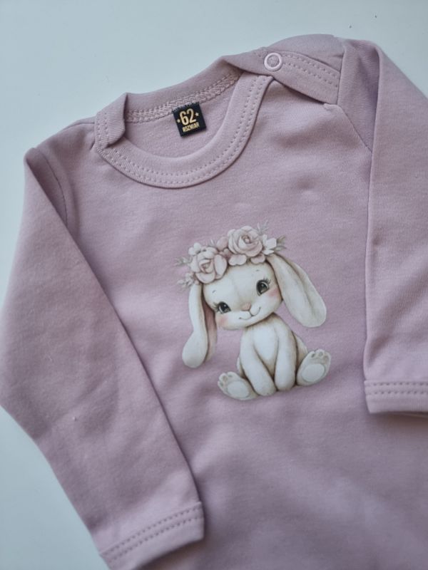 Body brudny róż długi rękaw króliczek rozmiar 62