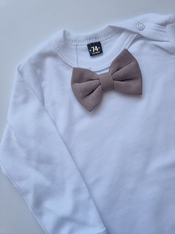 Body białe długi rękaw mucha beżowa rozmiar 74