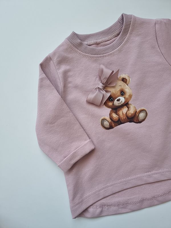 Tunika różowa miś z kokardą rozmiar 74