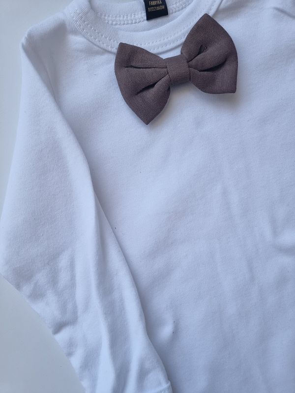 Body białe długi rękaw brązowa mucha rozmiar 80