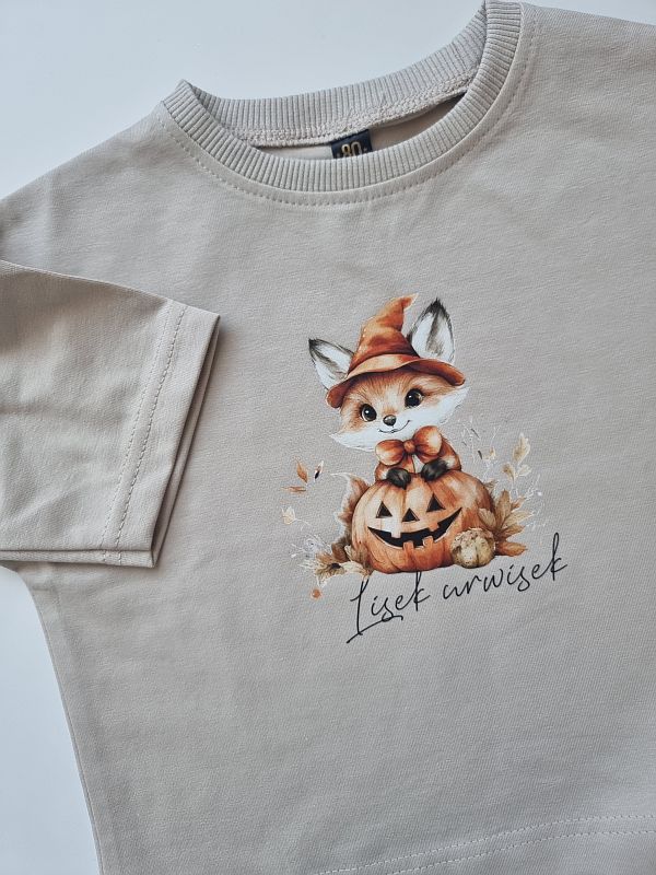 Koszulka beżowe krótki rękaw lisek urwisek rozmiar 80