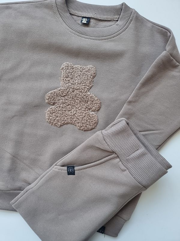 Komplet kawowy bluza + spodnie dresowe pluszowy miś rozmiar 80