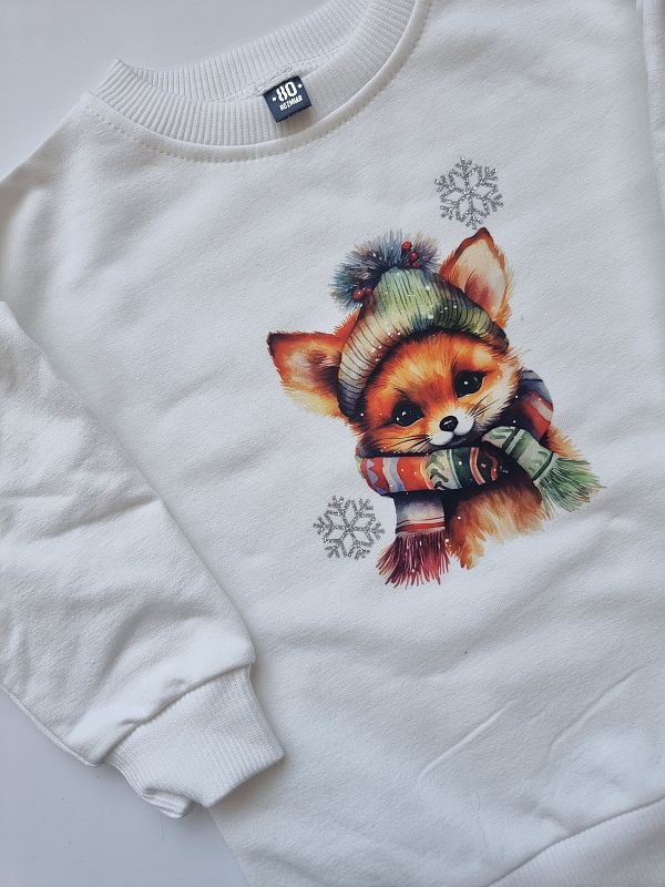 Bluza ecru lisek w czapce rozmiar 80