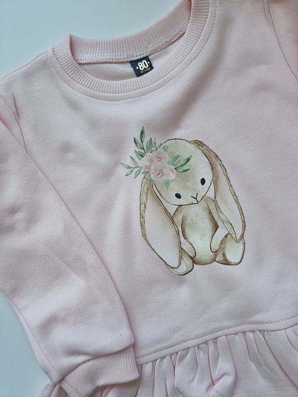 Piżamka morelowa koszulka z króliczkiem rozmiar 80