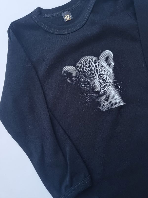 Body czarne długi rękaw lampart rozmiar 92