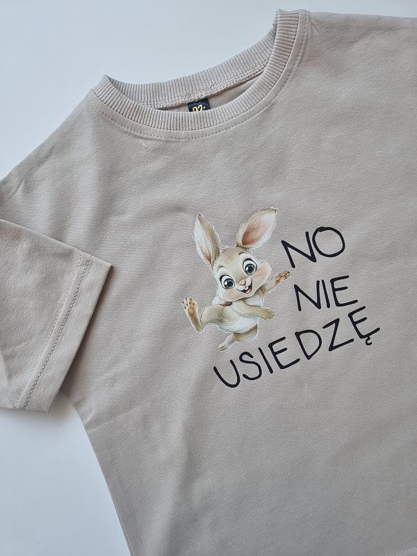 Koszulka beżowe krótki rękaw no nie usiedzę rozmiar 92