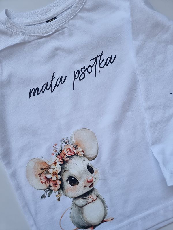 Koszulka biała długi rękaw mała psotka rozmiar 92