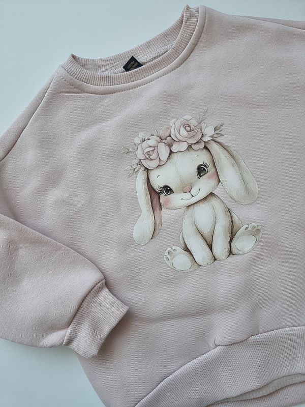 Bluza brudny róż króliczek w wianku rozmiar 92