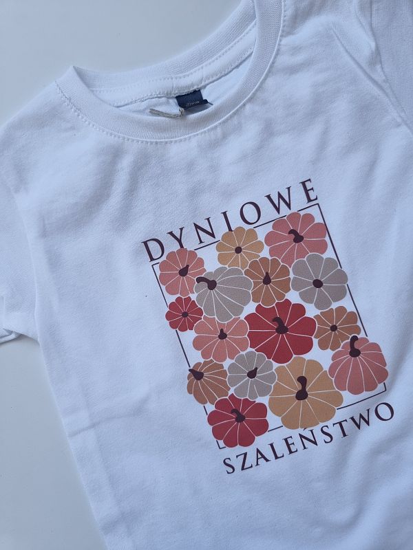 Koszulka biała krótki rękaw dyniowe szaleństwo rozmiar 86