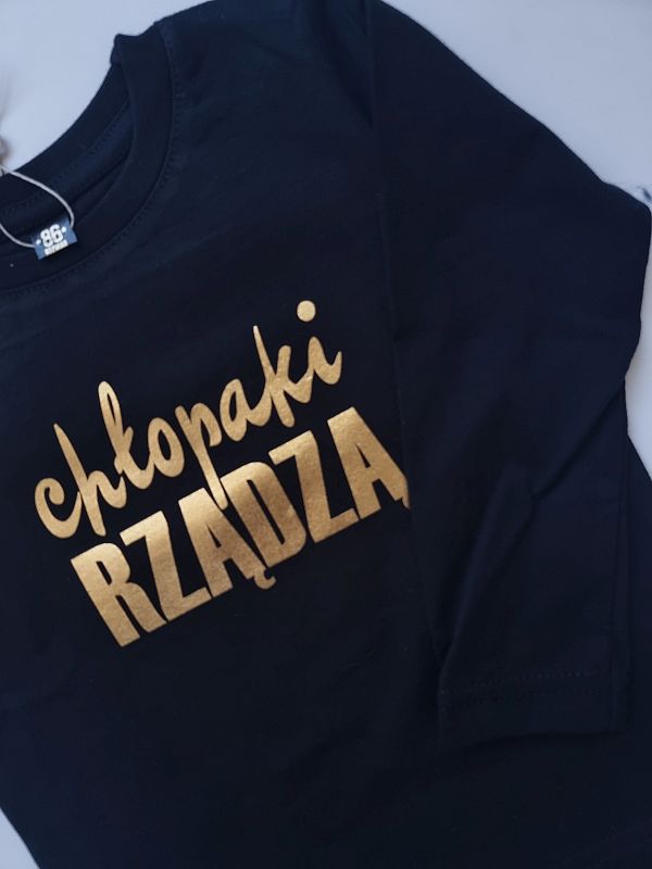 Koszulka czarna długi rękaw chłopaki rządzą rozmiar 86