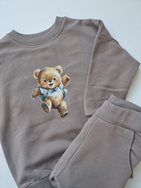 Komplet kawowy bluza + spodnie dresowe misio rozmiar 86