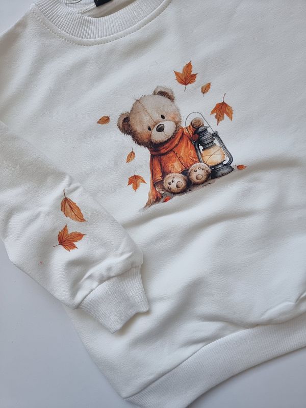 Bluza ecru mis w liściach rozmiar 86