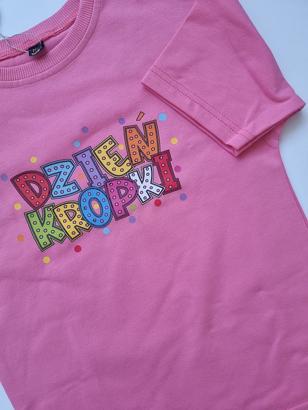 Koszulka koralowa krótki rękaw dzień kropki rozmiar 110