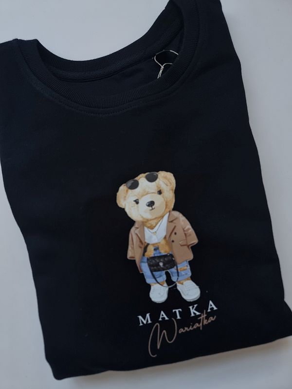 Bluza damska bez kaptura czarna matka wariatka rozmiar XS