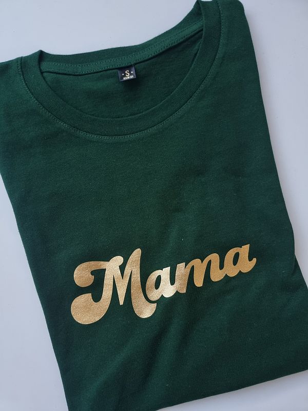 Koszulka damska zielona z nadrukiem mama rozmiar S