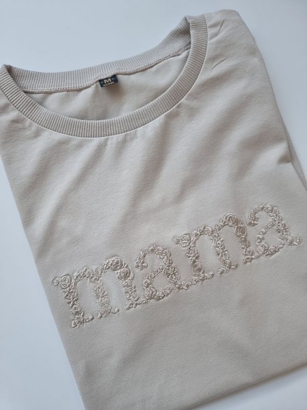 Koszulka damska beżowa haft mama rozmiar M