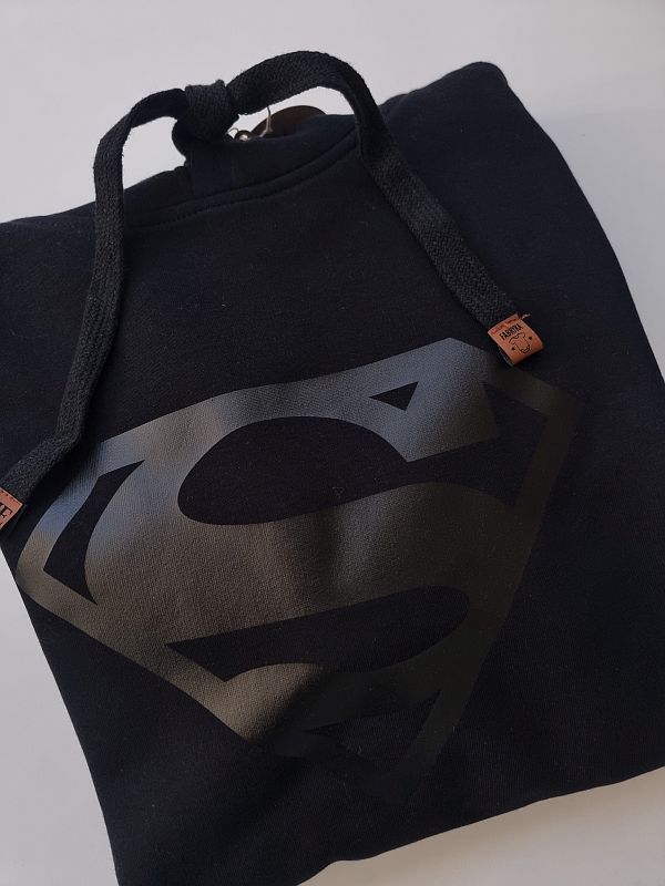 Bluza czarna męska z kapturem znak supermana rozmiar S