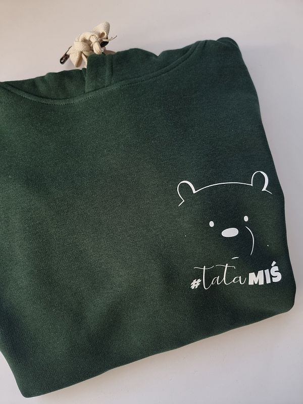 Bluza z kapturem zielona męska tata miś rozmiar S