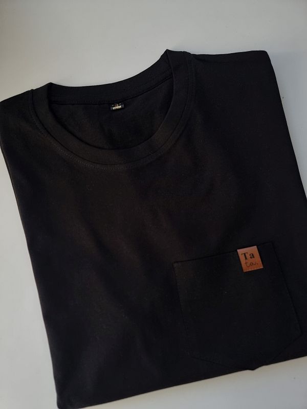 Koszulka czarna męska kieszonka tata rozmiar S