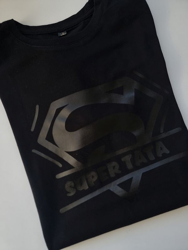 Koszulka czarna męska super tata rozmiar S