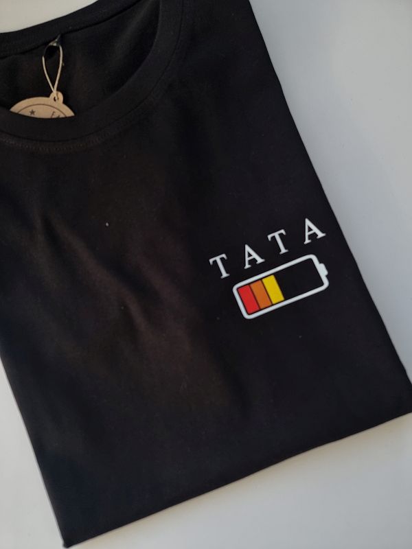 Koszulka czarna męska bateria tata rozmiar S