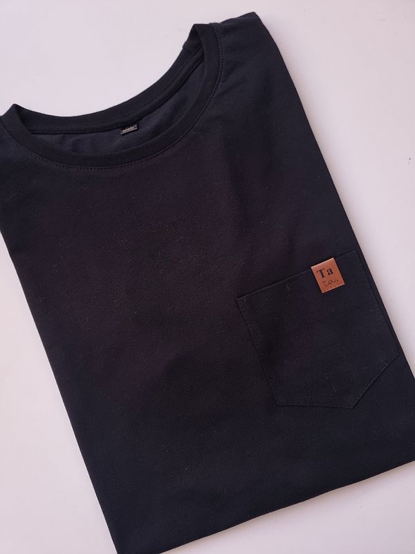 Koszulka czarna męska kieszonka tata rozmiar M