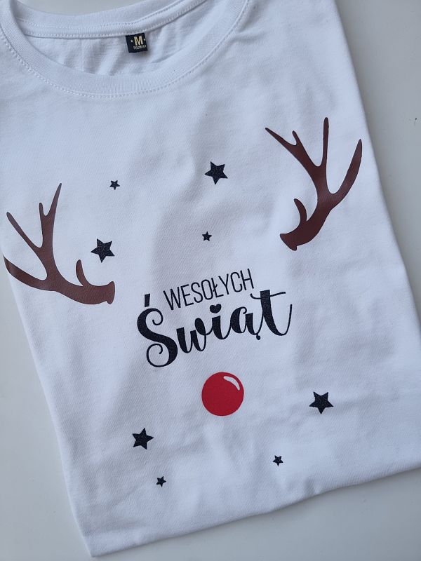 Koszulka biała męska wesołych świąt rozmiar M