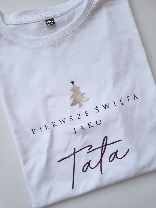 Koszulka biała męska pierwsze święta jako tata rozmiar XL