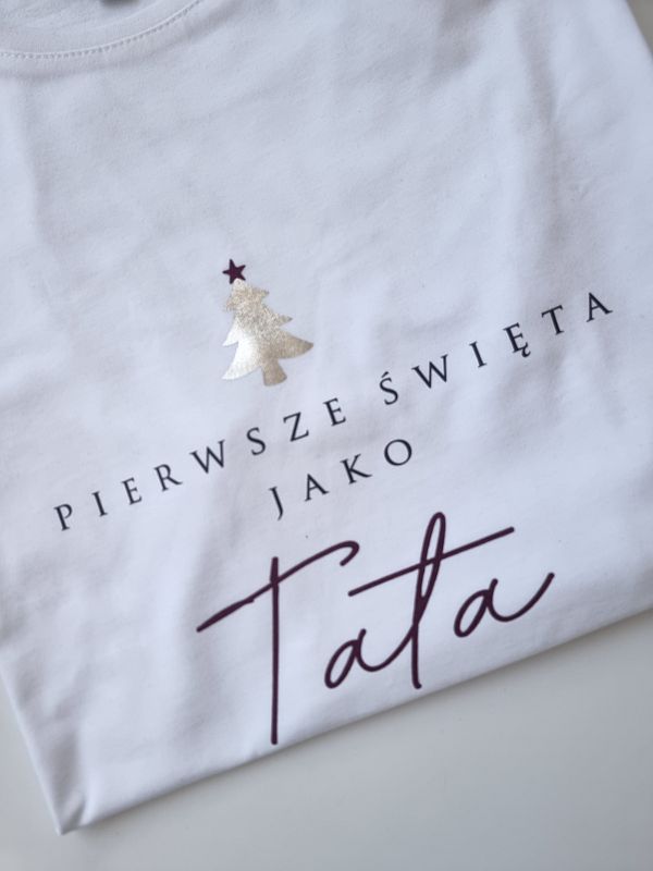 Koszulka biała męska pierwsze święta jako tata rozmiar XL