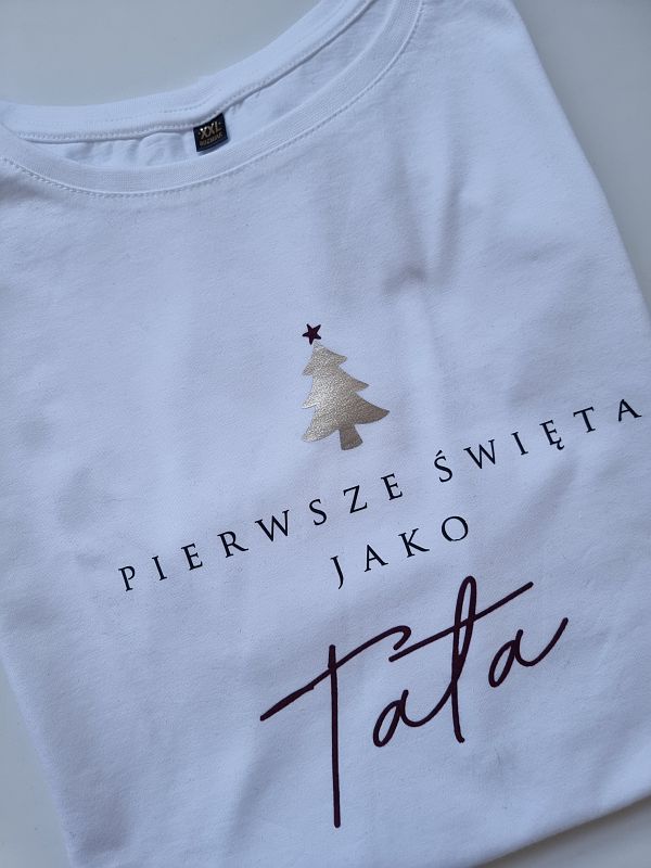 Koszulka biała męska pierwsze święta jako tata rozmiar XXL