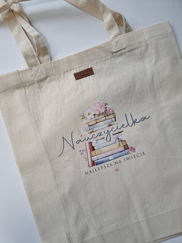 Torba ecru nauczycielka najlepsza na świecie