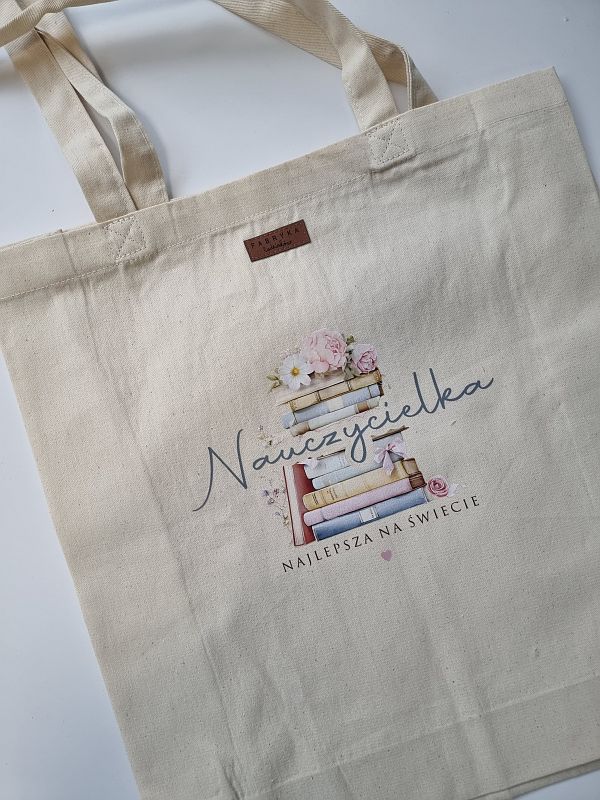 Torba ecru nauczycielka najlepsza na świecie