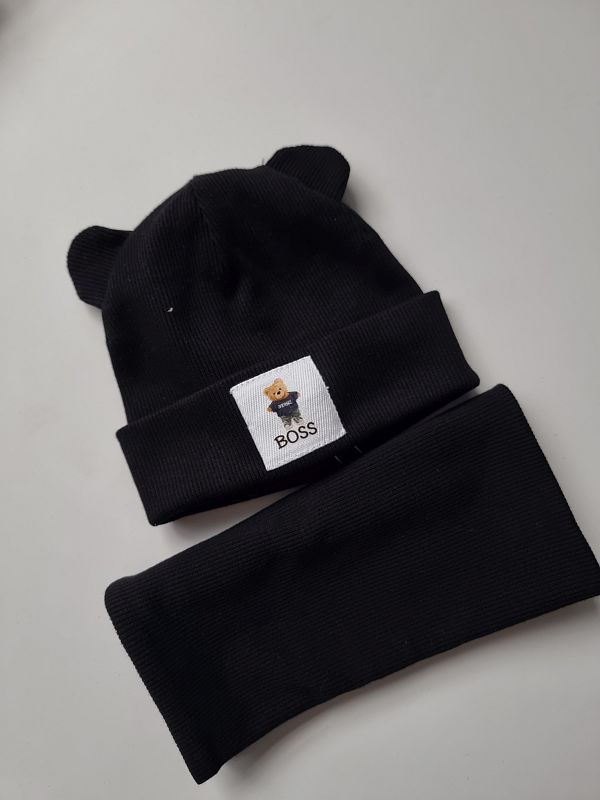 Czapka + komin czarna misio boss rozmiar 0-6M