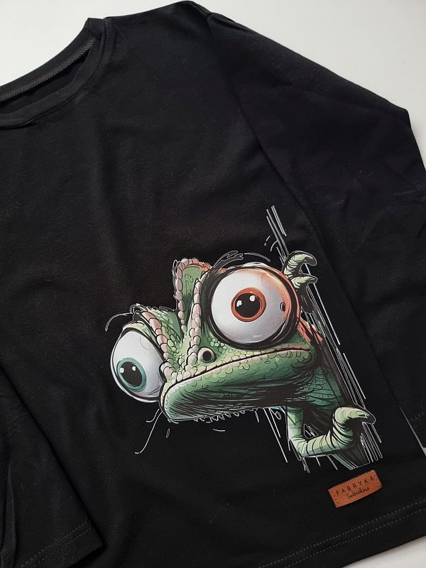 Koszulka czarna długi rękaw kameleon rozmiar 128