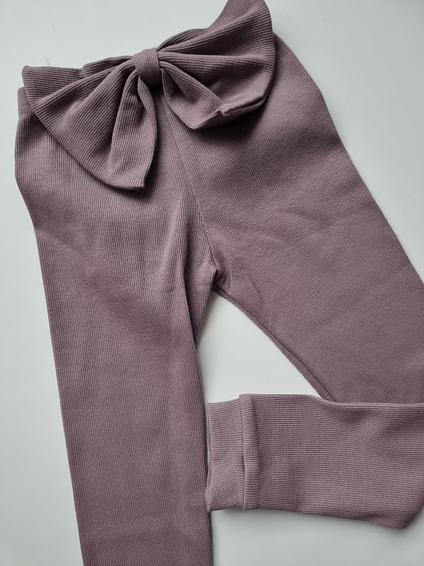 Getry prążek wrzosowe z kokardą rozmiar 110